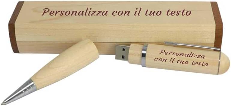 GFD - Penna in legno con Pendrive USB 3.0-16 GB - 32 GB - Include custodia in legno - Personalizzabile con Incisione Laser - Ideale come regalo - Made in Italy