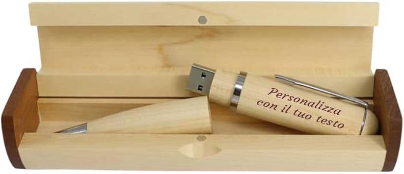 GFD - Penna in legno con Pendrive USB 3.0-16 GB - 32 GB - Include custodia in legno - Personalizzabile con Incisione Laser - Ideale come regalo - Made in Italy