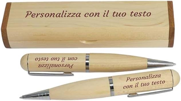 GFD - Penna in legno con Pendrive USB 3.0-16 GB - 32 GB - Include custodia in legno - Personalizzabile con Incisione Laser - Ideale come regalo - Made in Italy