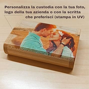GFD - PenDrive in legno USB 3.0-16 GB - Personalizzabile con il tuo logo o testo - Con chiusura a calamita - Forma di cuore - Include cofanetto - Made in Italy
