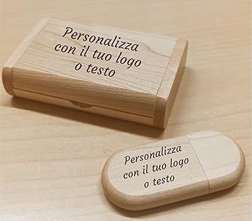 GFD - PenDrive in legno USB 3.0-16 GB - Personalizzabile con il tuo logo o testo - Con chiusura a calamita - Forma Standard - Include cofanetto - Made in Italy