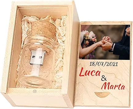GFD - PenDrive 3.0 16 gb in legno - Personalizzabile - Chiusura a calamita - USB Personalizzata con il tuo logo o testo o immagine - Forma Barattolo - Made in Italy