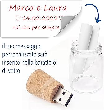 GFD - PenDrive 3.0 16 gb in legno - Personalizzabile - Chiusura a calamita - USB Personalizzata con il tuo logo o testo o immagine - Forma Barattolo - Made in Italy